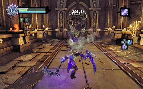 As soon as you enter the new chamber, a battle with Skeletons, Skeletal Warriors and Skeletal Champions will start (watch out especially for the latter) - Summon the Arena Champion (2) - The Toll of Kings - Darksiders II - Game Guide and Walkthrough