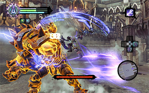 I recommend attacking the boss each time after the whip attack or when he's close to finishing it and you're certain he won't be able to reach you - Boss 8 - Gnashor - The Toll of Kings - Darksiders II - Game Guide and Walkthrough