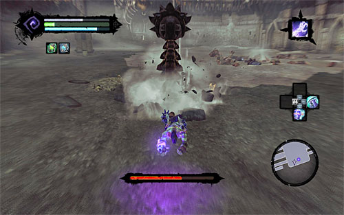 Now you need to be even more careful when it comes to dodging, because the boss will shoot out from underground with large very speed - Boss 8 - Gnashor - The Toll of Kings - Darksiders II - Game Guide and Walkthrough