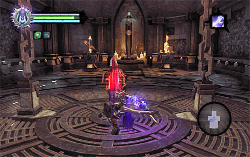 Approach the large lift and, following the tip, strike crystal with your primary weapon (left mouse button) to activate the whole mechanism - Resurrect Phariseer (1) - Phariseer - Darksiders II - Game Guide and Walkthrough