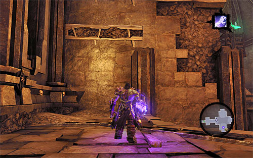 Ignore the interactive handle and turn left to scale the wall where shown on the screen - Resurrect Phariseer (1) - Phariseer - Darksiders II - Game Guide and Walkthrough