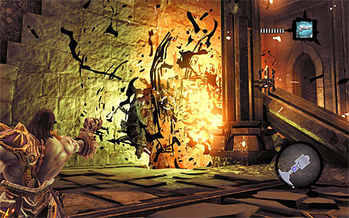 Upon entering the east chamber, look around for a dormant shadowbomb - aim at it with the pistol to destroy the yellow formation - Resurrect Phariseer (2) - Phariseer - Darksiders II - Game Guide and Walkthrough