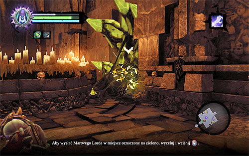After examining the whole chamber, look around for a shadowbomb and use it to detonate the nearby yellow formation - Finishing the quest - Phariseer - Darksiders II - Game Guide and Walkthrough