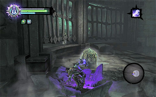 Holding onto the top edge, start moving left - Find the first Soul - Judicator - Darksiders II - Game Guide and Walkthrough