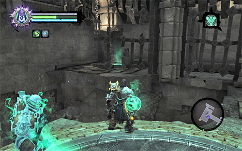 Pick up the items dropped by all the monsters (including the boss); also look around for a new chest, Boatman Coin and Soul Arbiter's Scroll (you need only to approach the signs painted on the wall) - Find the second Soul (2) - Judicator - Darksiders II - Game Guide and Walkthrough