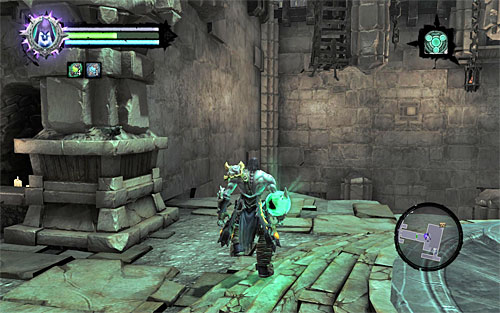 Set Death Grip as the active ability and approach the left wall (the above screen) - Find the second Soul (2) - Judicator - Darksiders II - Game Guide and Walkthrough