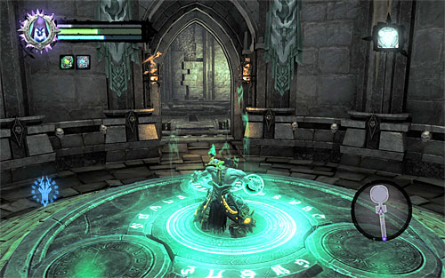 In the new corridor, wall-run on the right wall, using an interactive edge when necessary - Find the last Soul - Judicator - Darksiders II - Game Guide and Walkthrough