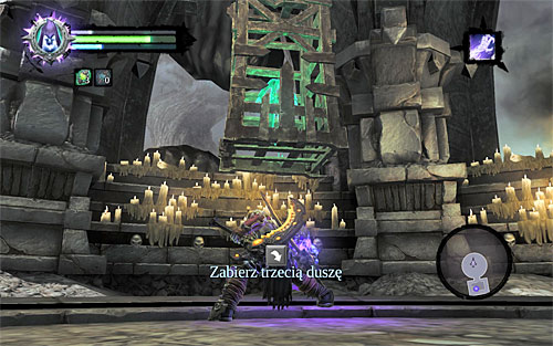 Use the opportunity to examine the upper balconies, and you'll find a Book of the Dead page ([The Book of the Dead] side quest) - Find the last Soul - Judicator - Darksiders II - Game Guide and Walkthrough