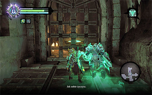 Approach the closed gate and send the other Dead Lord to the pressure plate behind it (the above screen) - Survive the Psychameron (1) - Basileus - Darksiders II - Game Guide and Walkthrough