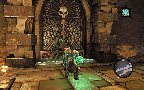 Your destination is where the second Dead Lord is standing (the one which lowered the grate earlier) - Survive the Psychameron (2) - Basileus - Darksiders II - Game Guide and Walkthrough