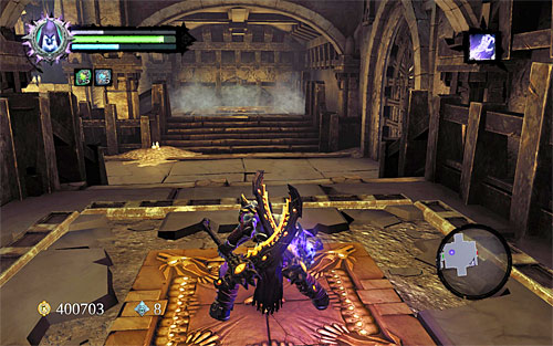 After you are done-explore the entire room and find the page from the book of the of the dead hidden behind destructible objects (side quest [The Book of the Dead]) - Explore the City of the Dead - beginning - The City of the Dead - Darksiders II - Game Guide and Walkthrough