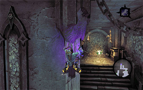 Shimmy to the right and wall run towards the vertical wooden pole - Explore the City of the Dead - western part - The City of the Dead - Darksiders II - Game Guide and Walkthrough