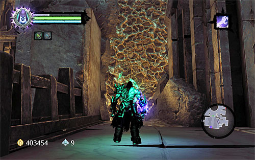 Continue controlling the other heart for the soul as you return towards the rotated bridge - Explore the City of the Dead - eastern part - The City of the Dead - Darksiders II - Game Guide and Walkthrough