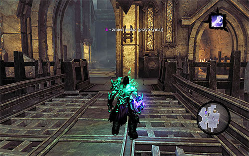 Switch now to the other half of the soul, but remember to us to hold the E key down at all times, because its important to keep the bridge in that position, at all times - Explore the City of the Dead - eastern part - The City of the Dead - Darksiders II - Game Guide and Walkthrough