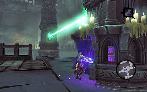 For starters, turn the statue so that the lantern sheds its light on the crystal over the southern gate - Explore the City of the Dead - return to the western part - The City of the Dead - Darksiders II - Game Guide and Walkthrough