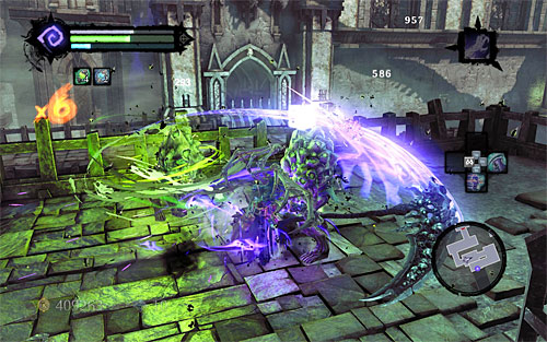 After you win, go to the upper level and fight two defilers - Explore the City of the Dead - upper levels (1) - The City of the Dead - Darksiders II - Game Guide and Walkthrough