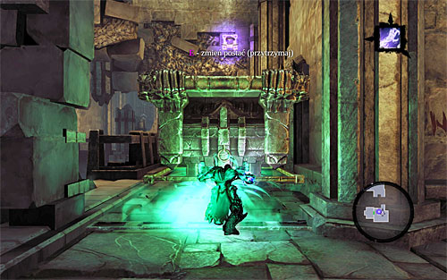 Jump down to a lower balcony once again, position yourself on the pressure plate that lowers a grate - Explore the City of the Dead - upper levels (2) - The City of the Dead - Darksiders II - Game Guide and Walkthrough