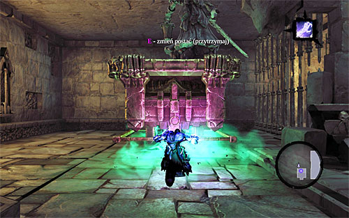 Return with the first half of the soul downstairs and position yourself on the very same plate that your physical form a leader was on - Explore the City of the Dead - upper levels (2) - The City of the Dead - Darksiders II - Game Guide and Walkthrough