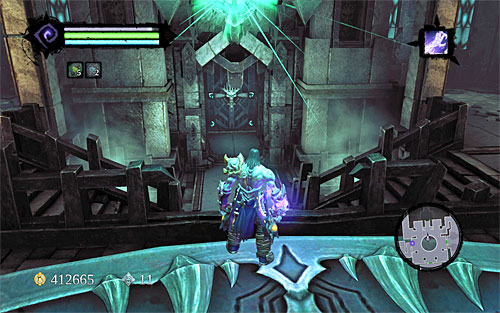 Make sure that the green beam is directed towards the northern door (the above screenshot), and go there - Explore the City of the Dead - end - The City of the Dead - Darksiders II - Game Guide and Walkthrough