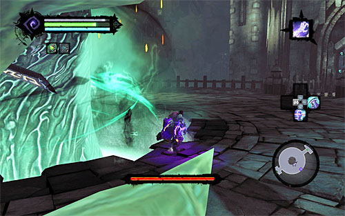 During the battle, you'd better not remain around the circumference of the arena, because, he can reach you there also - Boss 15 - The Wailing Host - The City of the Dead - Darksiders II - Game Guide and Walkthrough