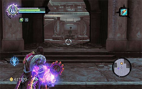 In order to end your stay on the Earth, return to the portal located, as you probably remember, inside one of the buildings (the above screenshot) - Return to the Crystal Spire - The Rod of Arafel - Darksiders II - Game Guide and Walkthrough