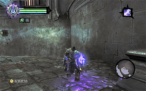 After you examine the abovementioned platform, position yourself in the spot shown in the above screenshot and start wall running along the wall to the right - Find the Scribe - eastern part of the Citadel (1) - Stains of Heresy - Darksiders II - Game Guide and Walkthrough