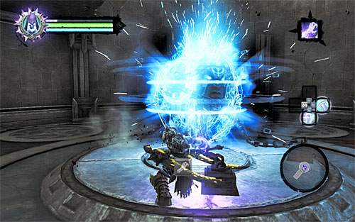 After you get inside the tower, jump down and start attacking the object bound by chains - Find the Scribe - eastern part of the Citadel (1) - Stains of Heresy - Darksiders II - Game Guide and Walkthrough