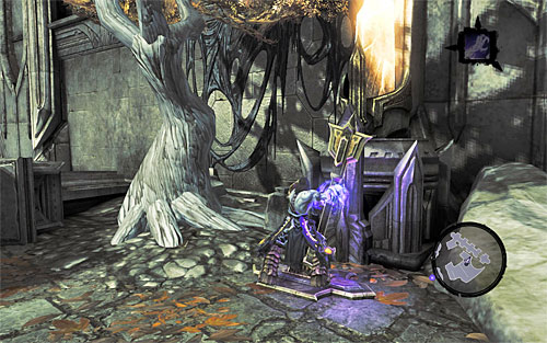Carefully, explore the area around the active portal and reach the lever shown in the above screenshot - Find the Scribe - eastern part of the Citadel (1) - Stains of Heresy - Darksiders II - Game Guide and Walkthrough