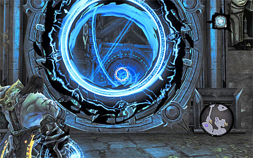 Allow the active portal to return to its previous position and jump down to a ledge below (the one that the relic used to be on) - Find the Scribe - northern part of the Citadel (2) - Stains of Heresy - Darksiders II - Game Guide and Walkthrough