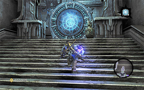 After you are back in the main chamber of the citadel, you should notice that black goo is not there anymore - Find the Scribe - end - Stains of Heresy - Darksiders II - Game Guide and Walkthrough