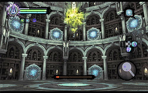 After you eliminate the angels, focus on sending the yellow spheres through the two active portals - Boss 17 - Jamaerah the Scribe - Stains of Heresy - Darksiders II - Game Guide and Walkthrough