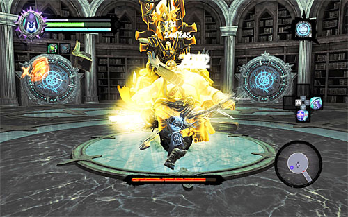Take the opportunity, run up to the boss and give him the best of you by launching your best special attacks - Boss 17 - Jamaerah the Scribe - Stains of Heresy - Darksiders II - Game Guide and Walkthrough