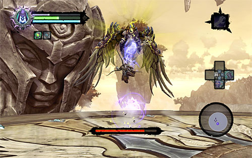As I mentioned before, the Archon is invulnerable to standard melee attacks while he's in the air - Boss 18 - Archon - Stains of Heresy - Darksiders II - Game Guide and Walkthrough