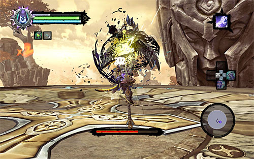 This new stage is very much similar to the first one, the only difference being that the boss will only attack you more successfully with boulders - Boss 18 - Archon - Stains of Heresy - Darksiders II - Game Guide and Walkthrough