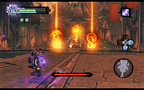 Keep hitting the boss until he goes back on his throne - Boss 19 - Samael - The Lord of the Black Stone - Darksiders II - Game Guide and Walkthrough