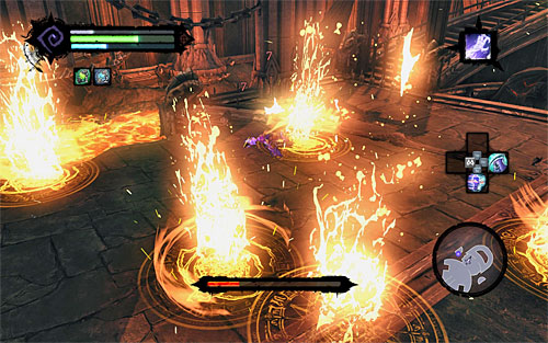 The second difficulty is that the glyphs will eventually show up on the whole arena - Boss 19 - Samael - The Lord of the Black Stone - Darksiders II - Game Guide and Walkthrough