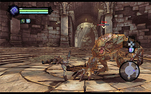 You'll receive the Stalker Bone automatically in the course of completing the main quest [The Fire of the Mountain]; namely during the exploration of [The Cauldron], and even more precisely - after the mandatory battle with a Stalker (the above screen) - Shaman's Craft - Small quests - Darksiders II - Game Guide and Walkthrough