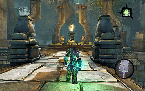 You can find the Gnome upon reaching the north chamber of the ruins, pictured on the screen, though it's only possible if you have Voidwalker (or Phasewalker), because you need to activate two portals first - GnoMAD's Gnomes - Small quests - Darksiders II - Game Guide and Walkthrough