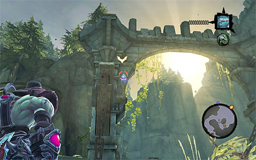 1) The stone is on the stone arch (looking from Baneswood, not the Stonefather's Vale), not far from where Vulgrim is standing - Mystic Stonebites locations - Forge Lands - Sticks and Stones - Darksiders II - Game Guide and Walkthrough