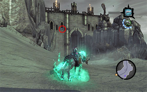 1) The stone is placed in the window of the ruins between the Maw and the Spine - Mystic Stonebites locations - The Kingdom of the Dead - Sticks and Stones - Darksiders II - Game Guide and Walkthrough
