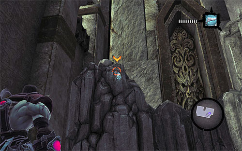 1) You can find the stone on the outside balcony on which there is a statue with a lantern (screenshot 1) - Resistance Stonebites locations - The Kingdom of the Dead - Sticks and Stones - Darksiders II - Game Guide and Walkthrough
