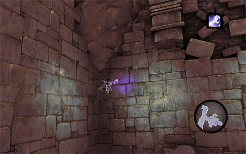 Once all the Constructs are eliminated, locate the north-west wall with interactive edges and start scaling it - The Scar - Using the Skeleton Key - Additional Locations - Darksiders II - Game Guide and Walkthrough