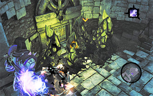 You should get to the east door - Shattered Forge - Additional Locations - Darksiders II - Game Guide and Walkthrough