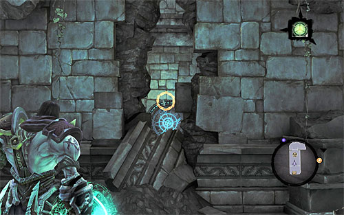 Stay on the upper level and face the gap in the wall as seen on the screenshot - Forge Lands - Other Locations - Additional Locations - Darksiders II - Game Guide and Walkthrough