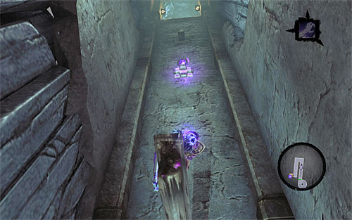 Use Death Grip on the nearby grapple and swing over to the next beam, then approach the wall (the above screen) - Lair of the Deposed King - Exploring the lower levels of the dungeon - Additional Locations - Darksiders II - Game Guide and Walkthrough