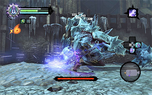 I suggest hitting the boss each time one his most powerful strikes fails, because he'll need some time to pick his mace from the ground - Lair of the Deposed King - Exploring the upper level of the dungeon - Additional Locations - Darksiders II - Game Guide and Walkthrough