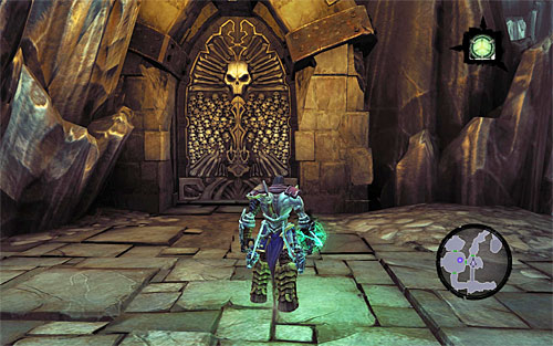 Go back to the chamber adjoining the hallway with protruding spikes and head for the east door (the above screen) - The Breach - Exploring The Breach - Additional Locations - Darksiders II - Game Guide and Walkthrough