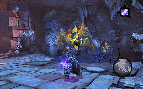 After reaching the next cave, take care of the enemies first, then check out the top level for the spot with shadowbombs - Sentinel's Gaze - Exploring Boneriven - Additional Locations - Darksiders II - Game Guide and Walkthrough