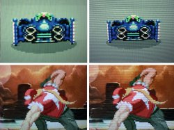 On the left is the 'untouched' RGB image running on an LCD TV. On the right is the image running through the SLG3000 (click to enlarge)
