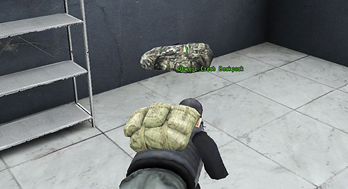 After aiming at the newly found backpack, an Open backpack x sign will appear - Backpacks - Equipment - DayZ - Game Guide and Walkthrough